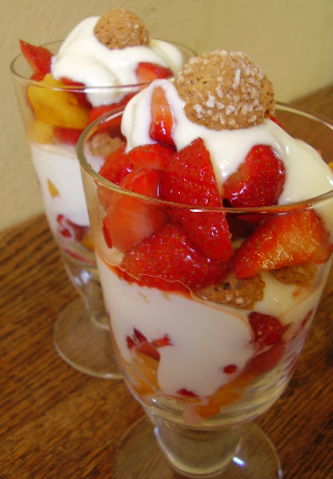 Strawberry and Peach Sundae